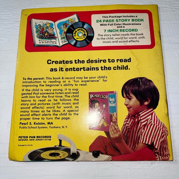 PETER PAN Peter and the Wolf {1971} BOOK AND RECORDING Record 45 - Picture 8 of 8